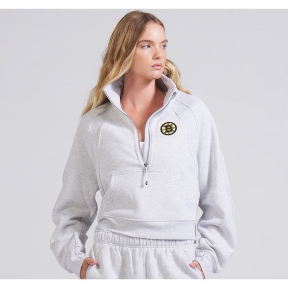 Boston Bruins Lululemon x NHL Women's XL/2XL Scuba Oversized‎ Half-Zip Gray Top - Picture 1 of 15